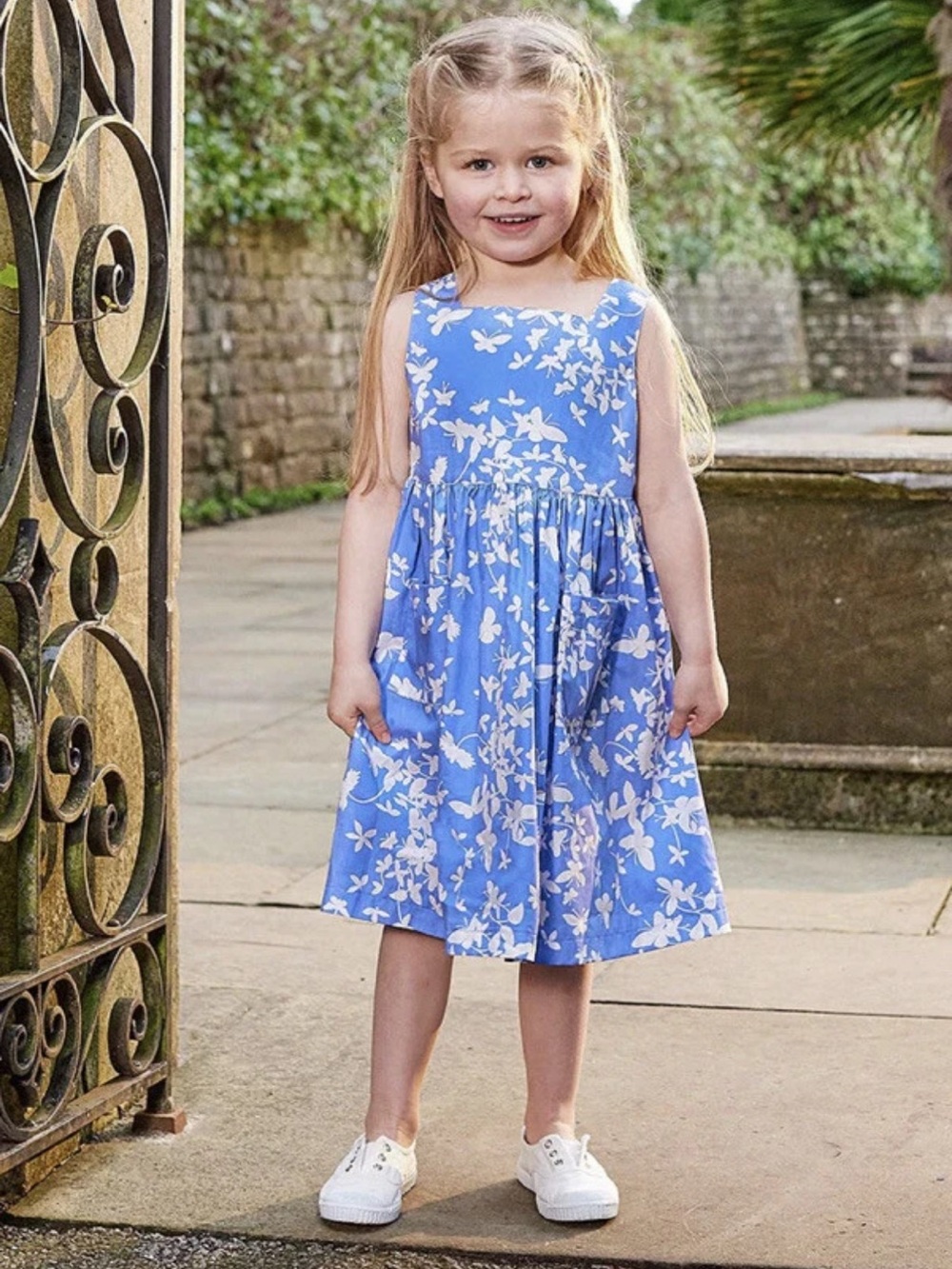 Trotters London Confiture Adelina Butterfly-Print Cotton Dress | 6/7 Y
